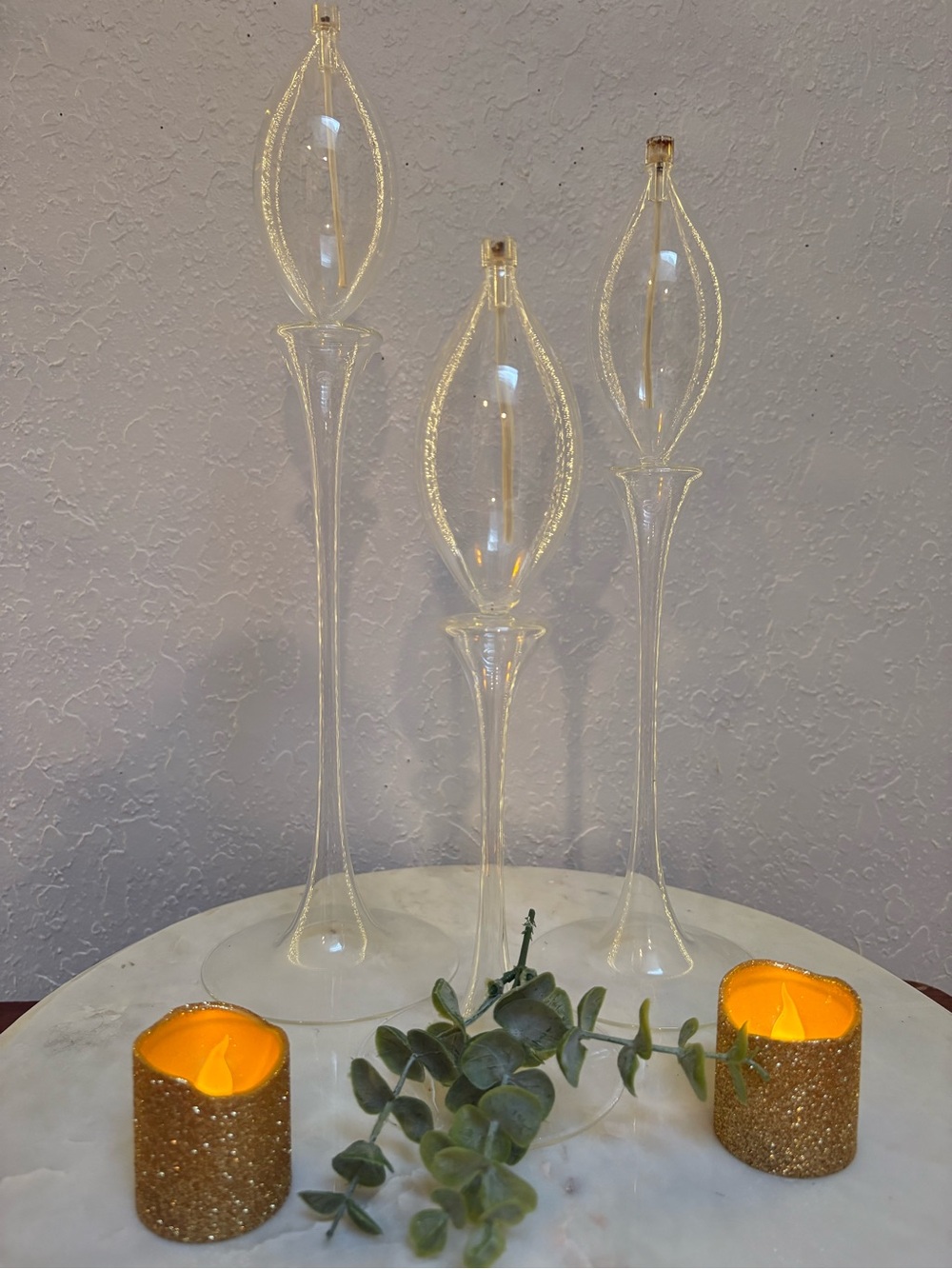 Vintage Teardrop Glass Oil Wick Candles